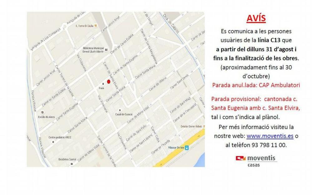 Canvi provisional parada bus