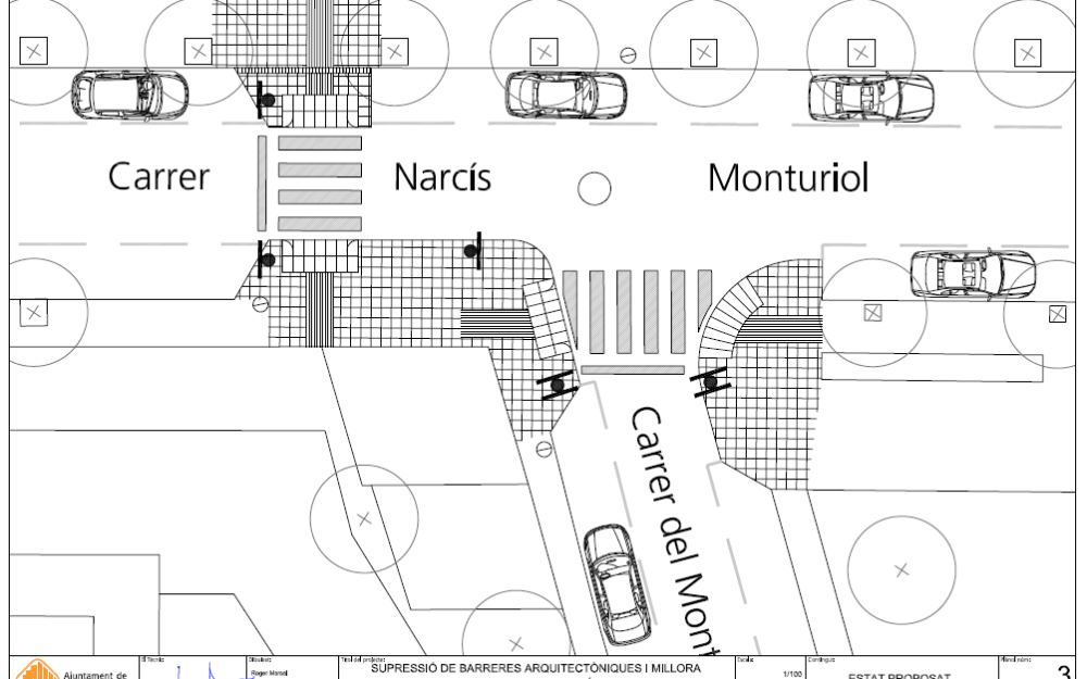 Plànol supressió barreres arquitectòniques Narcís Monturiol