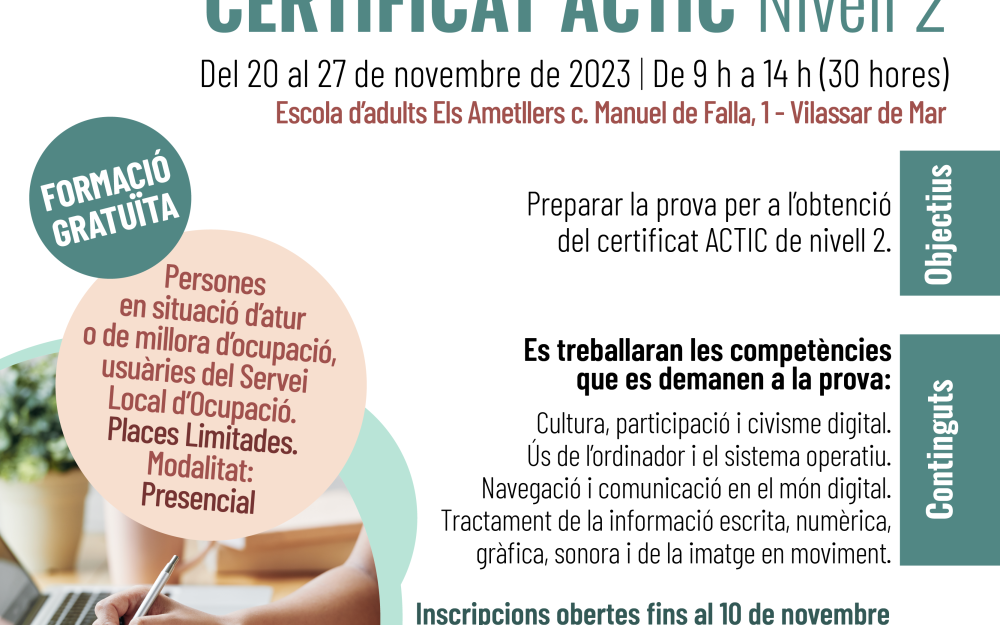 Cartell del curs Prepara't per al certificat Actic nivell 2