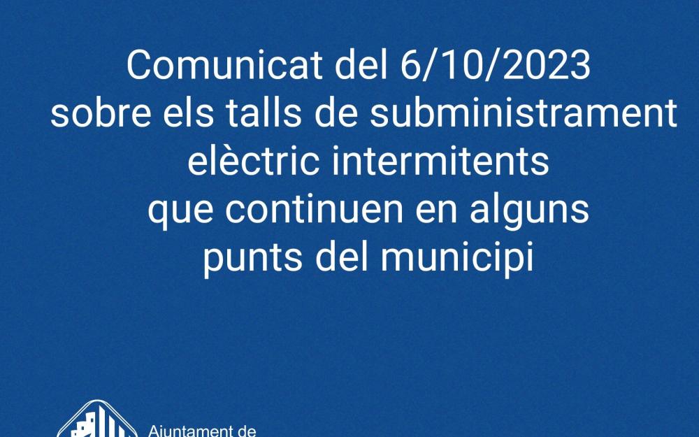 Comunicat talls de subministrament elèctric