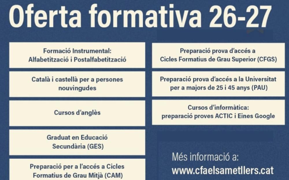 Oferta formativa de l'Escola d'Adults crus 2026-2027