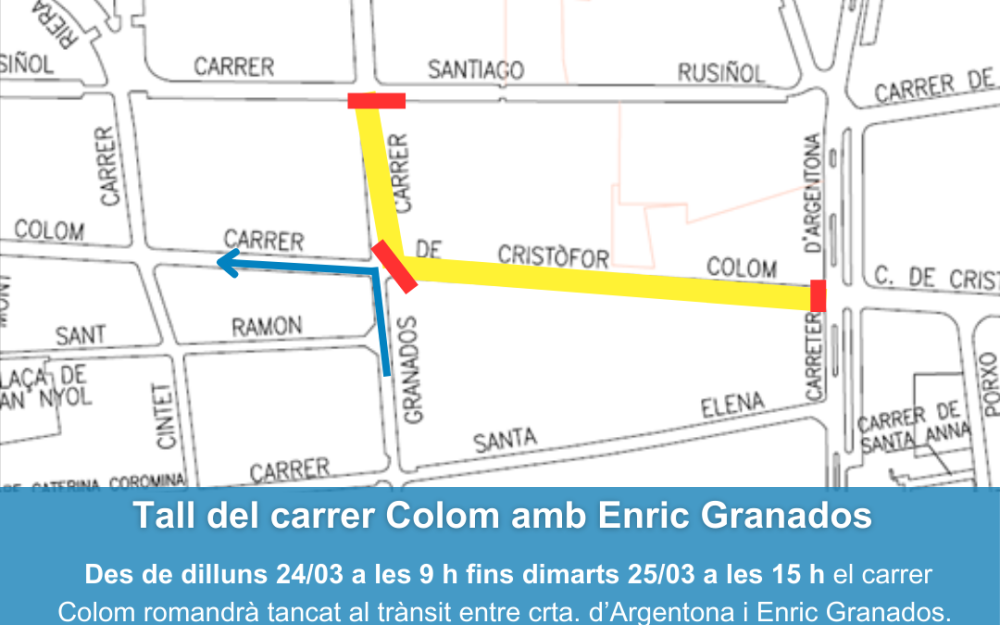 Tall del c. Colom amb Enric Granados