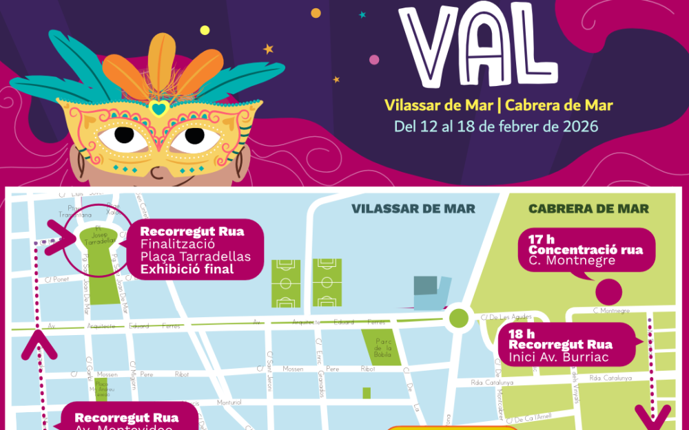 Mapa amb el recorregut de la rua de Carnaval 2026