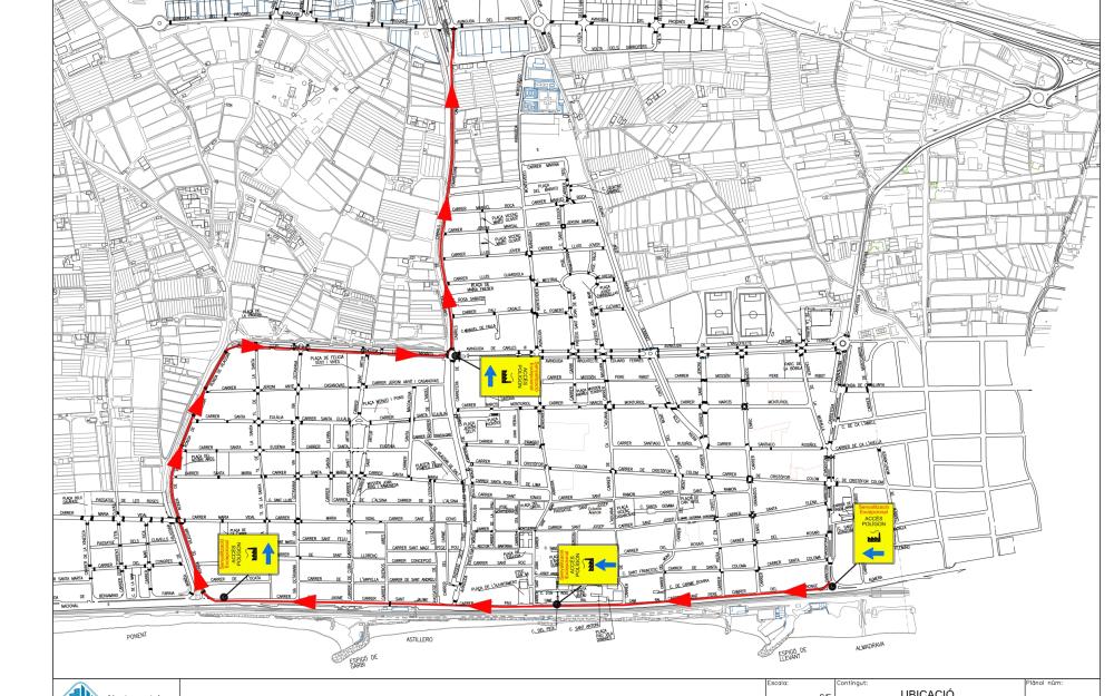 Senyalització per accedir al polígon per obres a la carretera d'Argentona