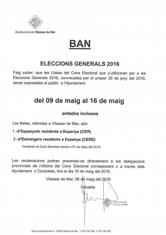 Ban Eleccions Generals 2016