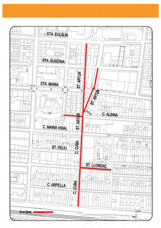 Mapa zona obres carrer Cuba