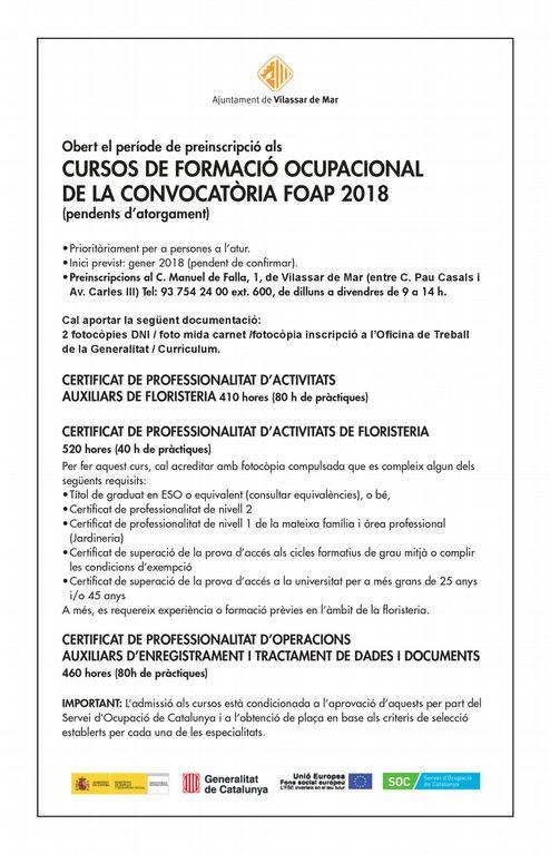 Anunci cursos de formació ocupacional