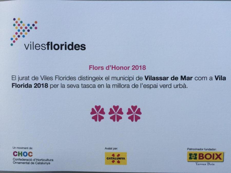 Diploma 3 Flors d'Honor 2018