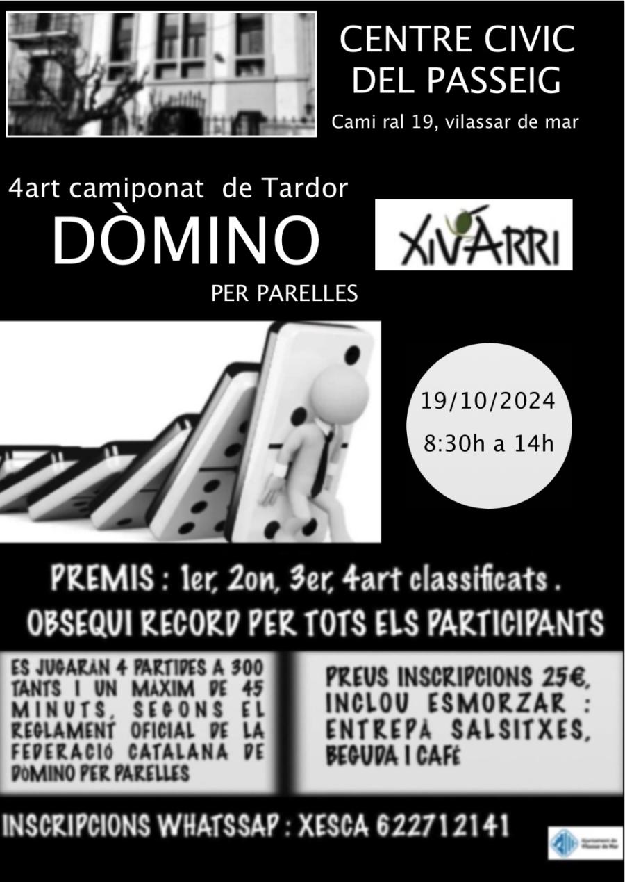 Cartell del 4rt campionat de tardor dòmino per parelles