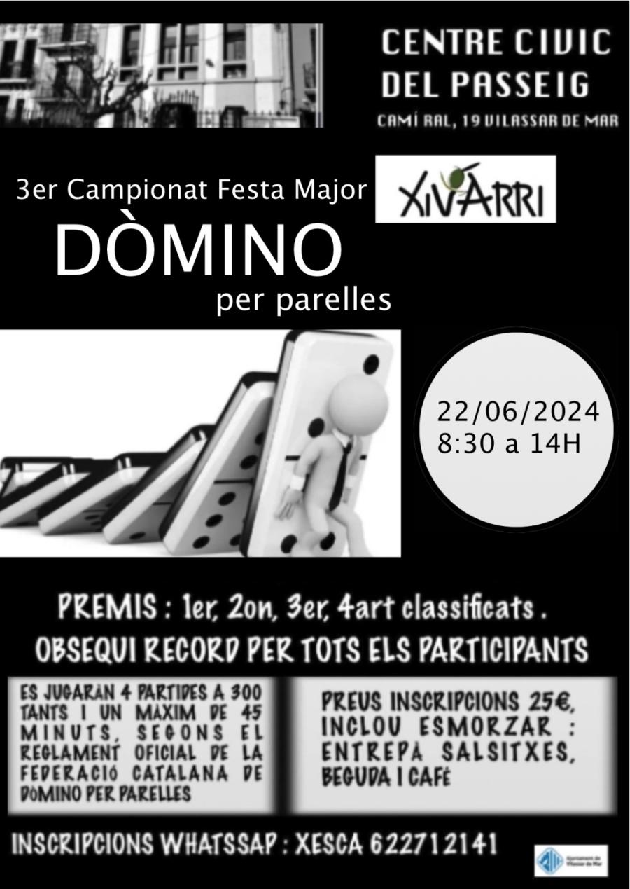 Cartell del 3r Campionat de dòmino de Festa Major