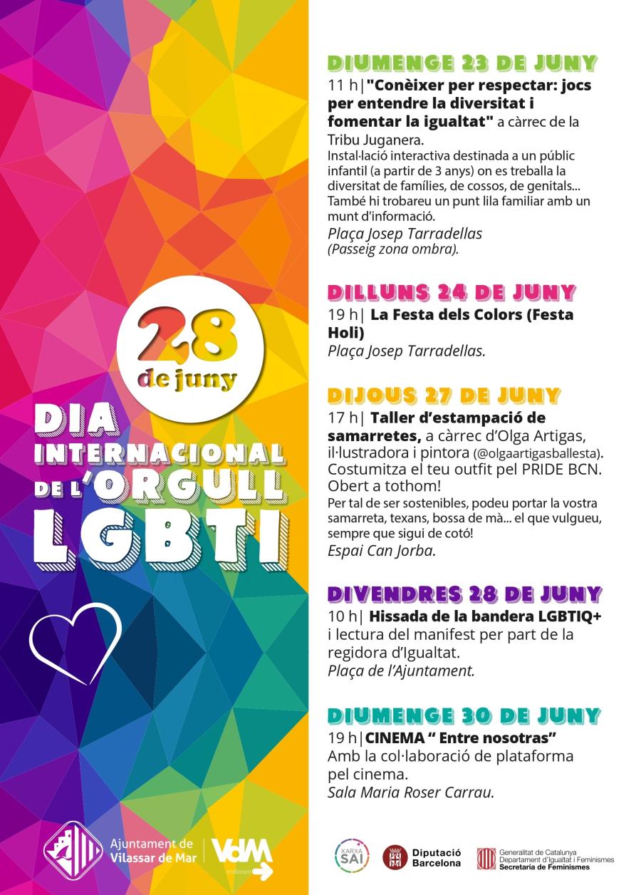 Cartell de la programació del Dia Internacional de l'Orgull LGBTI