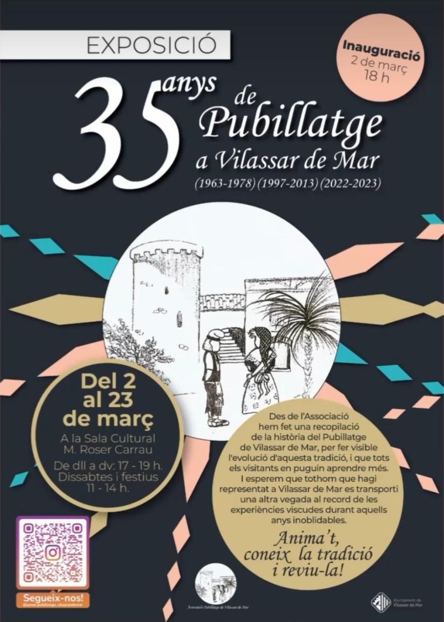 Cartell de l'exposició "35 anys de pubillatge a Vilassar de Mar"