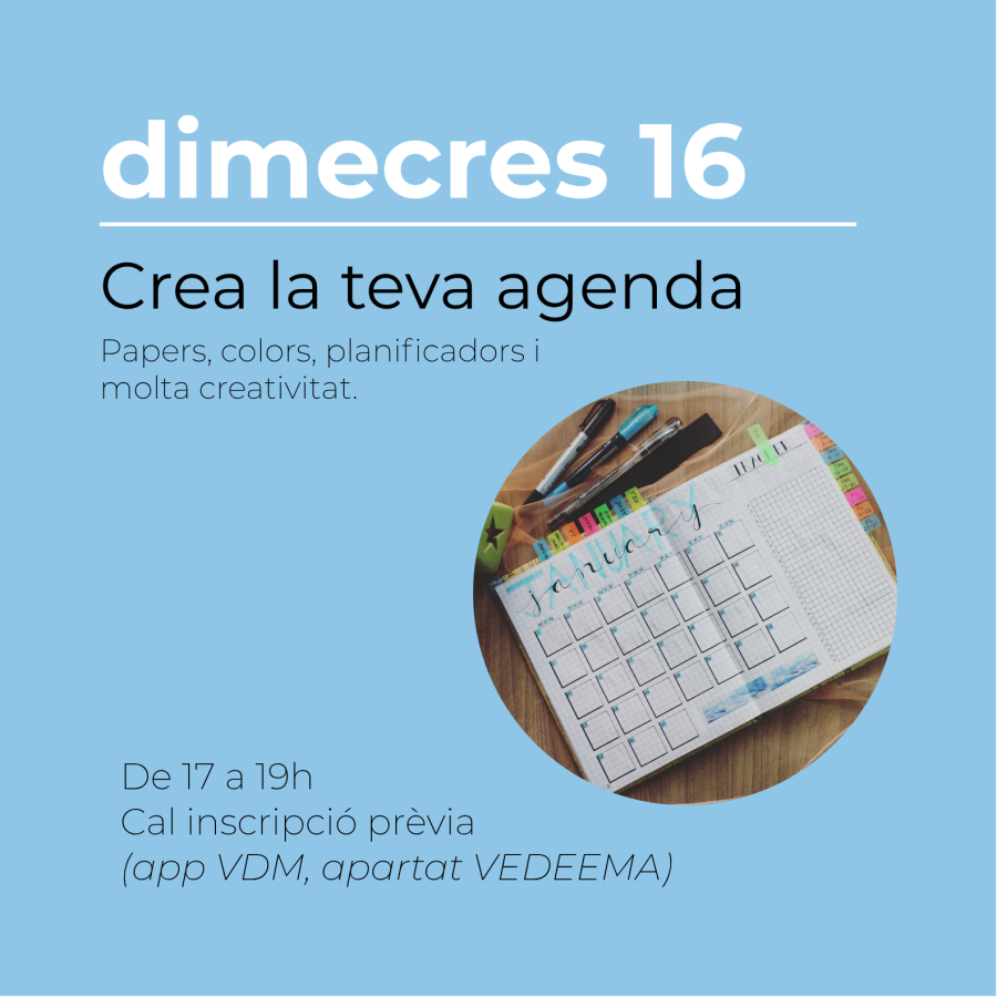 Taller per a joves: Crea la teva agenda