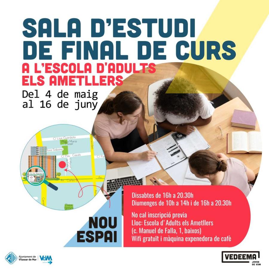 Cartell de la sala d'estudi de final de curs 