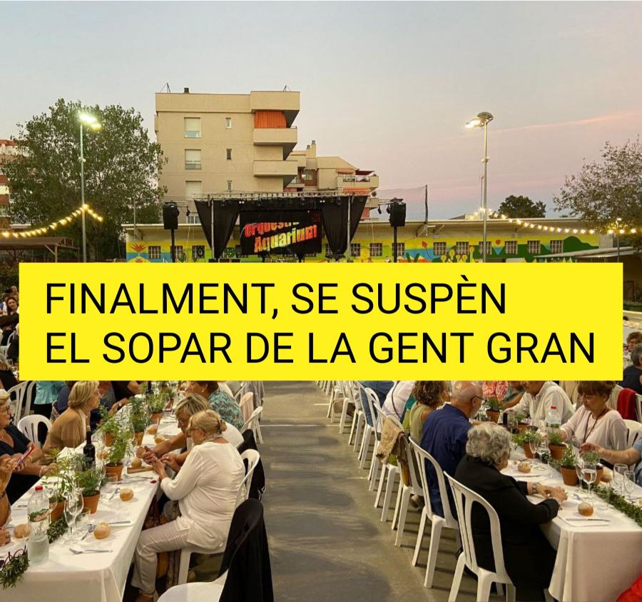 El sopar de la gent gran se suspèn per la pluja