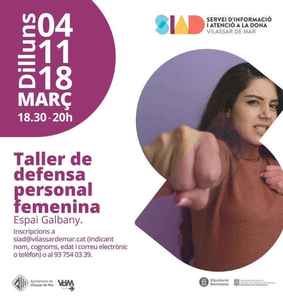 Cartell del taller de defensa personal femenina