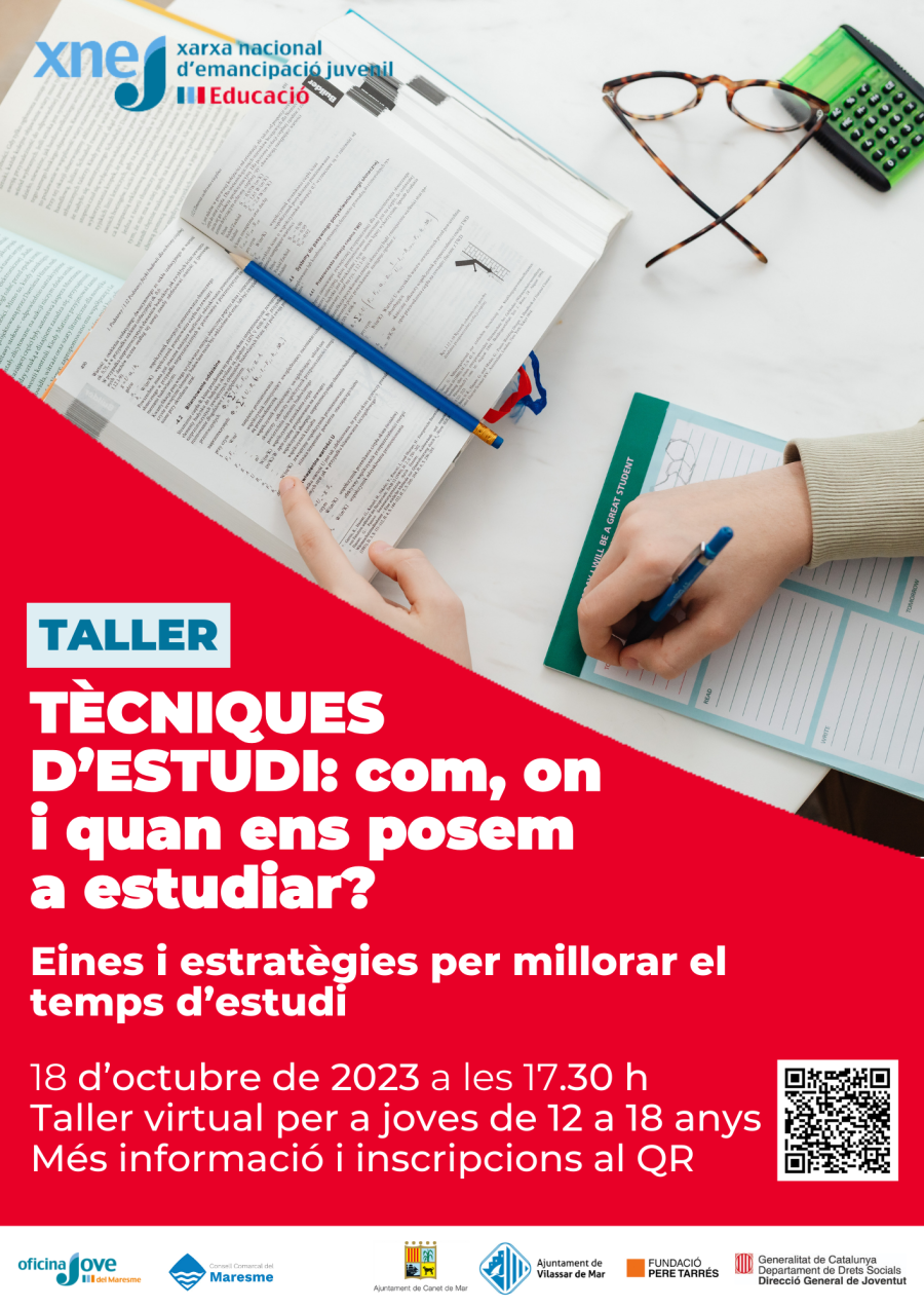 Cartell del taller de tècniques d'estudi per a joves