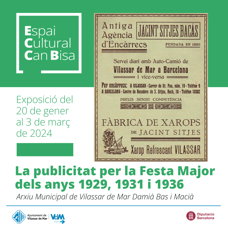 Cartell de l'exposició "La publicitat per la Festa Major dels anys 1929, 1931 i 1936"