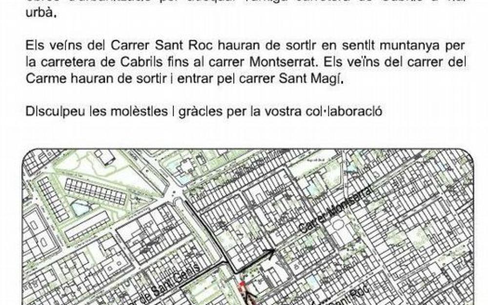 Avís tall ctra Cabrils