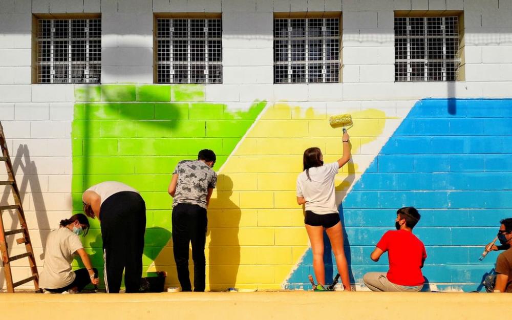 Inici mural Pérez Sala maig 2021