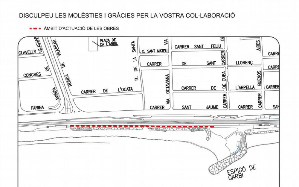 Tram tallat reparació dutxes 17 i 18 maig