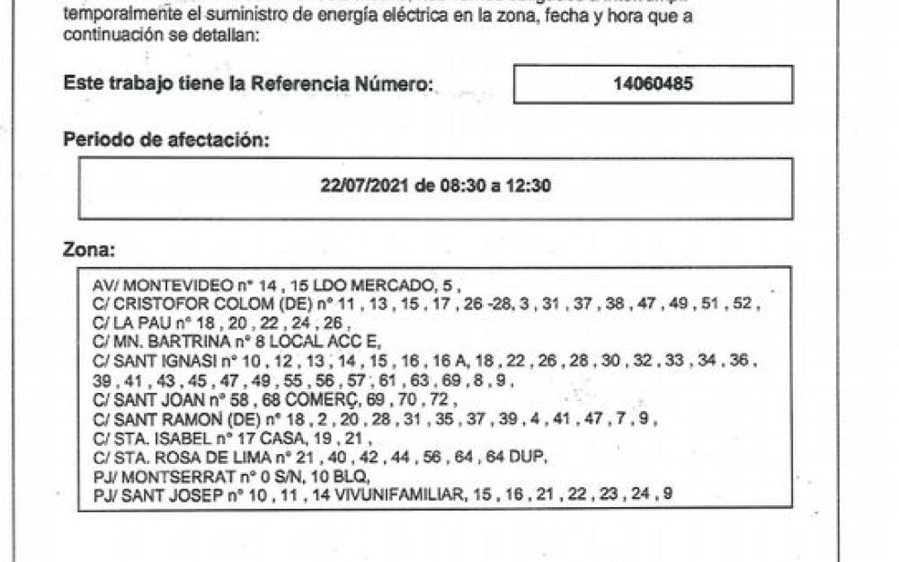 Tall llum 22 juliol (I)