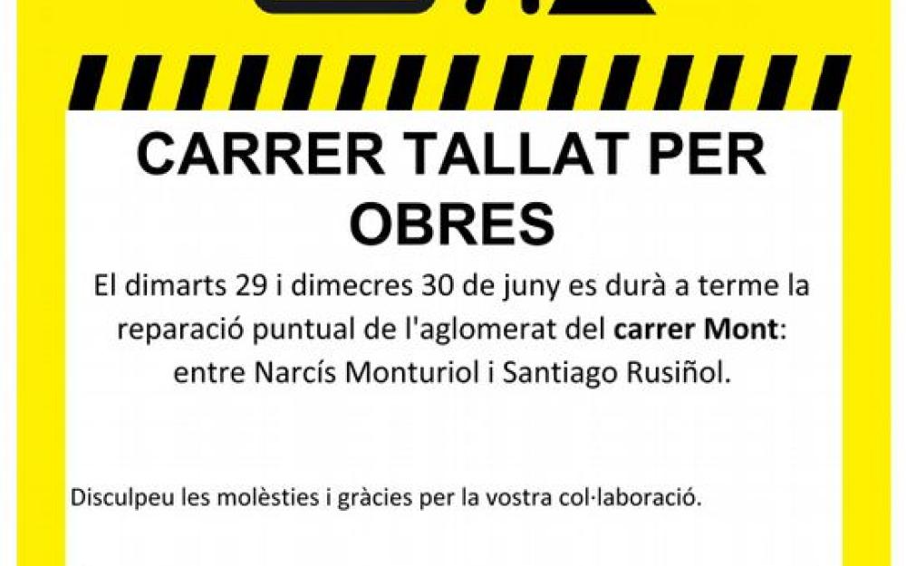 Obres carrer Mont 29 i 30 juny 2021