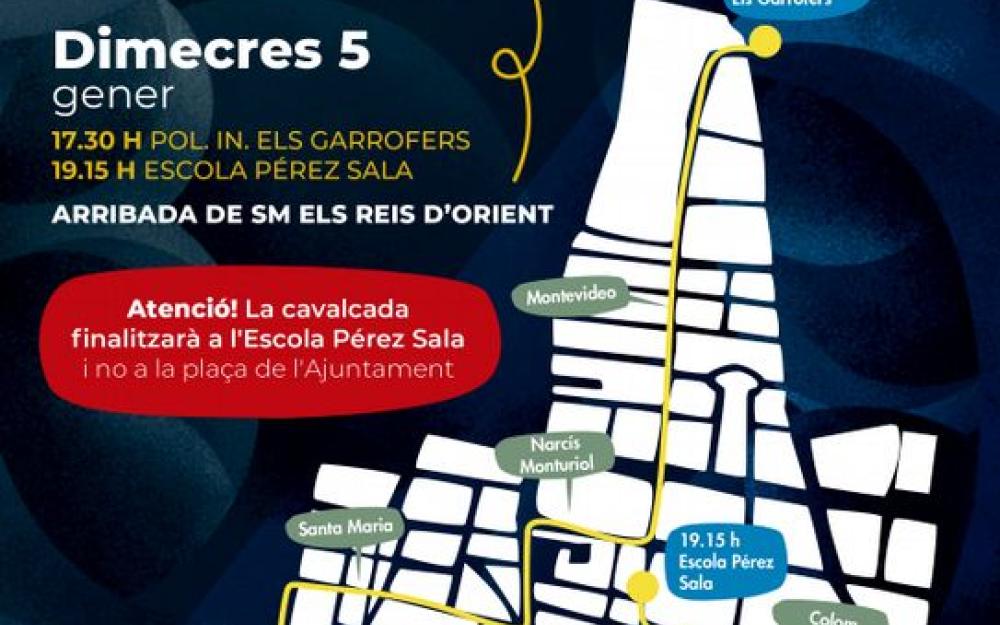 Cartell nou recorregut cavalcada Reis gener 2022
