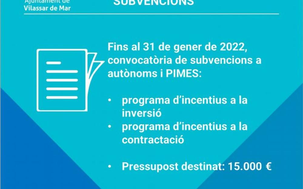 Bànner convocatòria subvencions autònoms i pimes