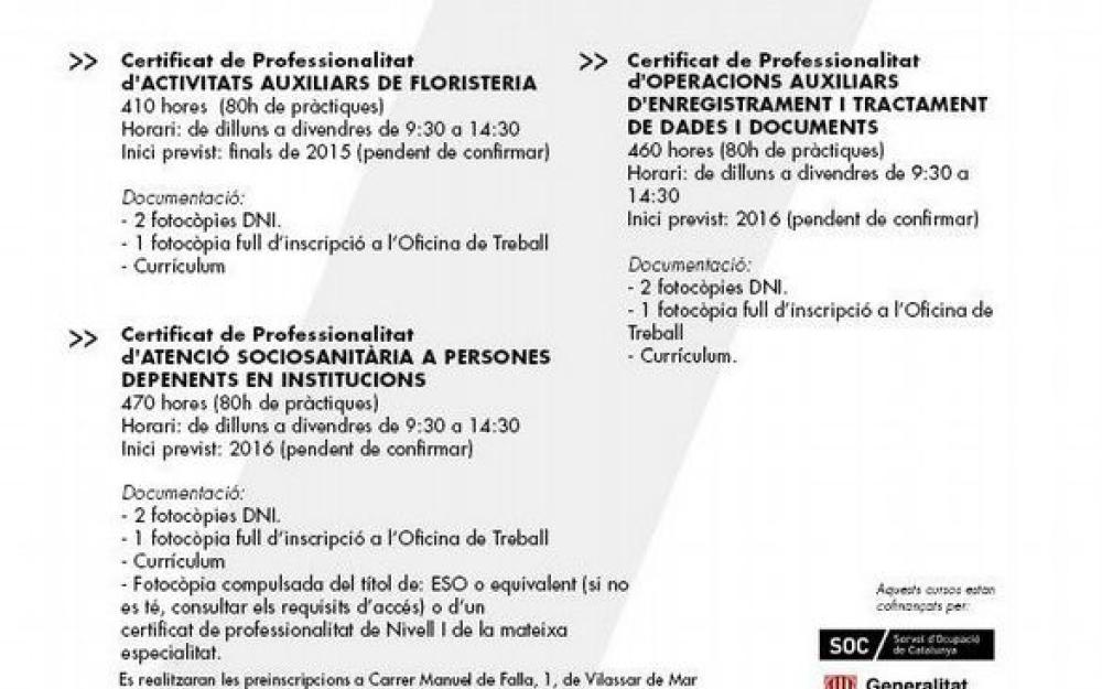 Cartell cursos formació ocupacional