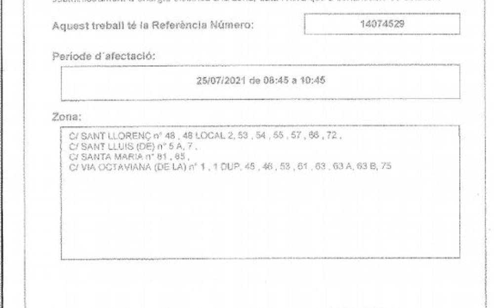 Tall llum 25 juliol