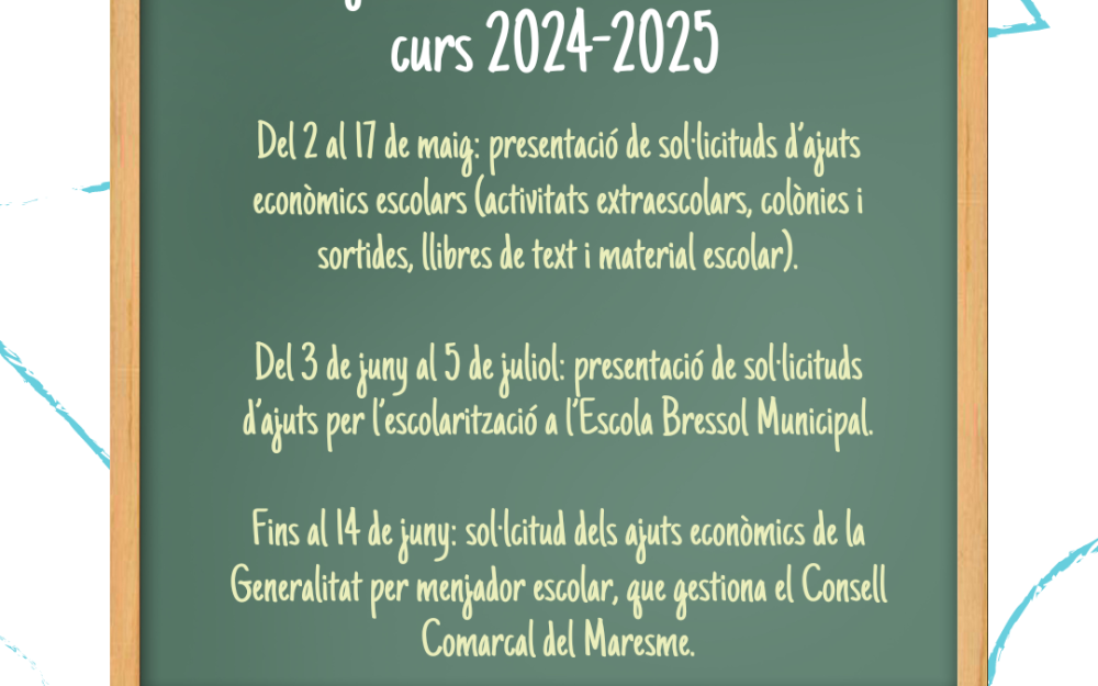 Ajuts econòmics escolars curs 2024-2025