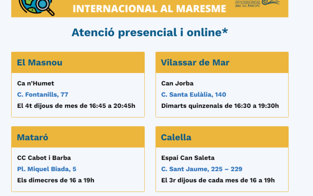 Assessories de Mobilitat Internacional al Maresme