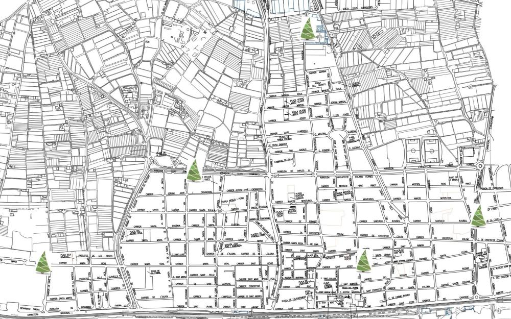 Mapa dels punts de recollida de l'arbre de Nadal any 2024