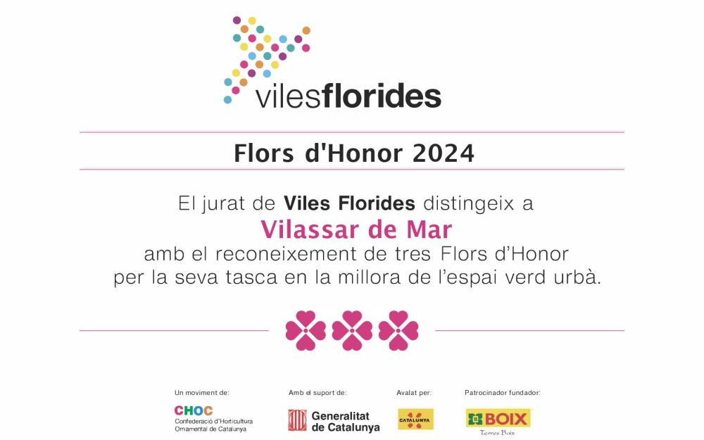 Diploma Tres Flors d'Honor Viles Florides