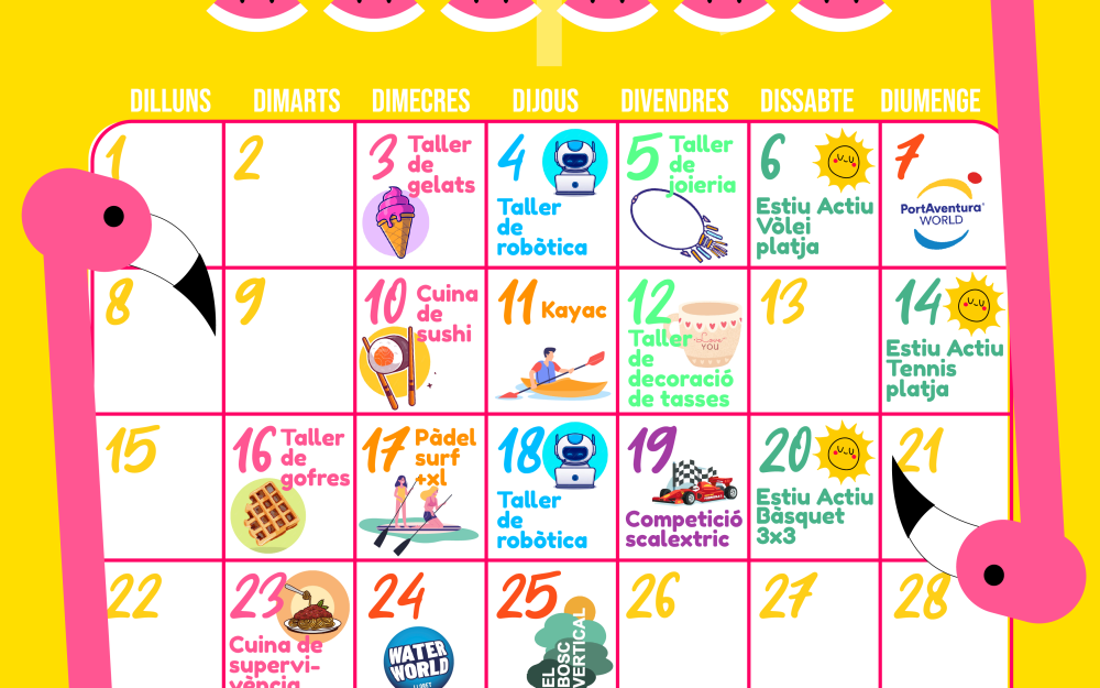 Calendari amb la programació del Juliol Jove 2024