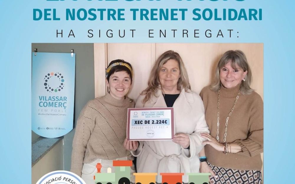 Post de Vilassar Comerç amb el lliurament de la recaptació del trenet solidari de Nadal