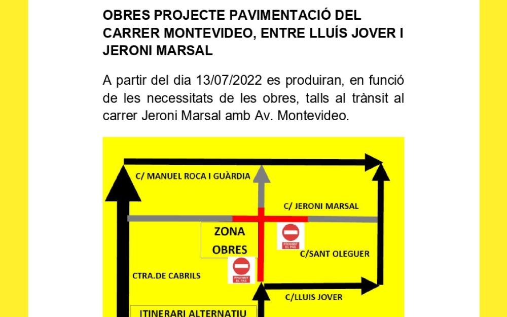 Cartell tall trànsit obres Jeroni Marsal