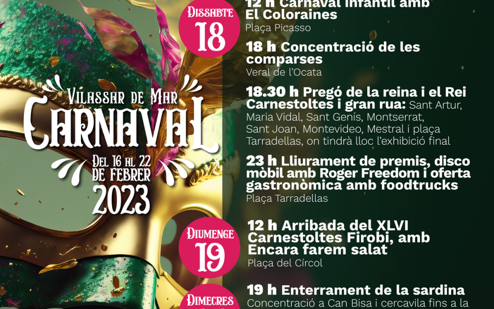 Cartell amb la programació del Carnaval 2023