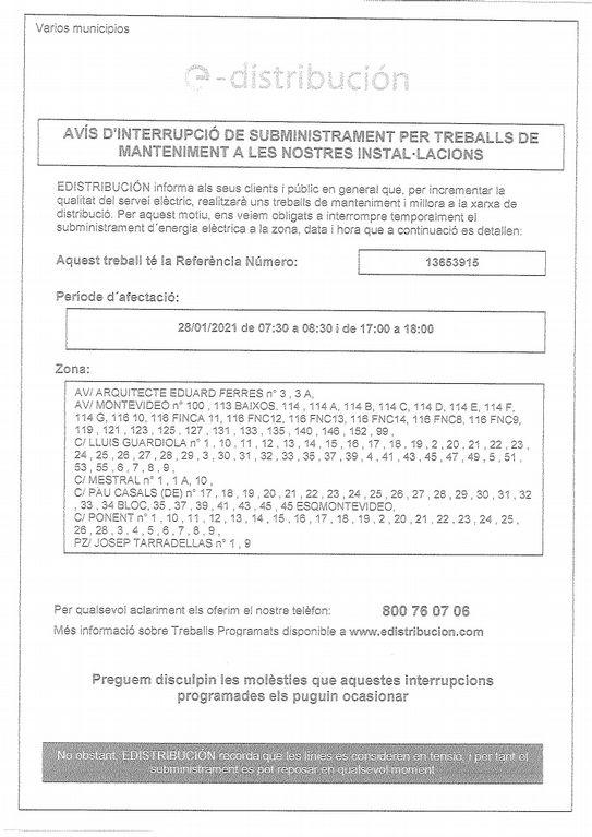 Tall Endesa 28/01/21