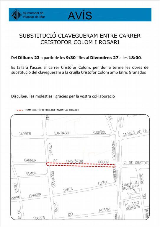 Tall cruïlla Cristòfor Colom Enric Granados 