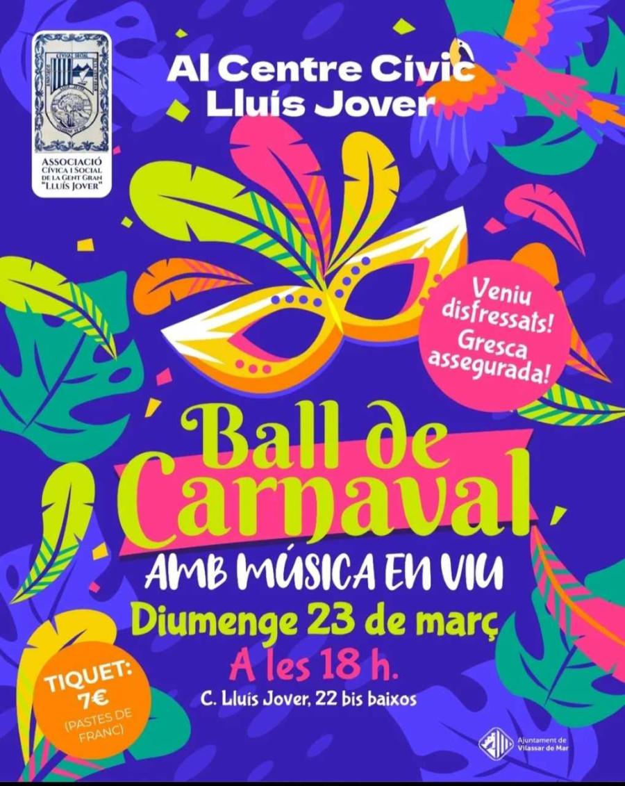 Cartell ball de Carnaval al Centre Cívic Lluís Jover