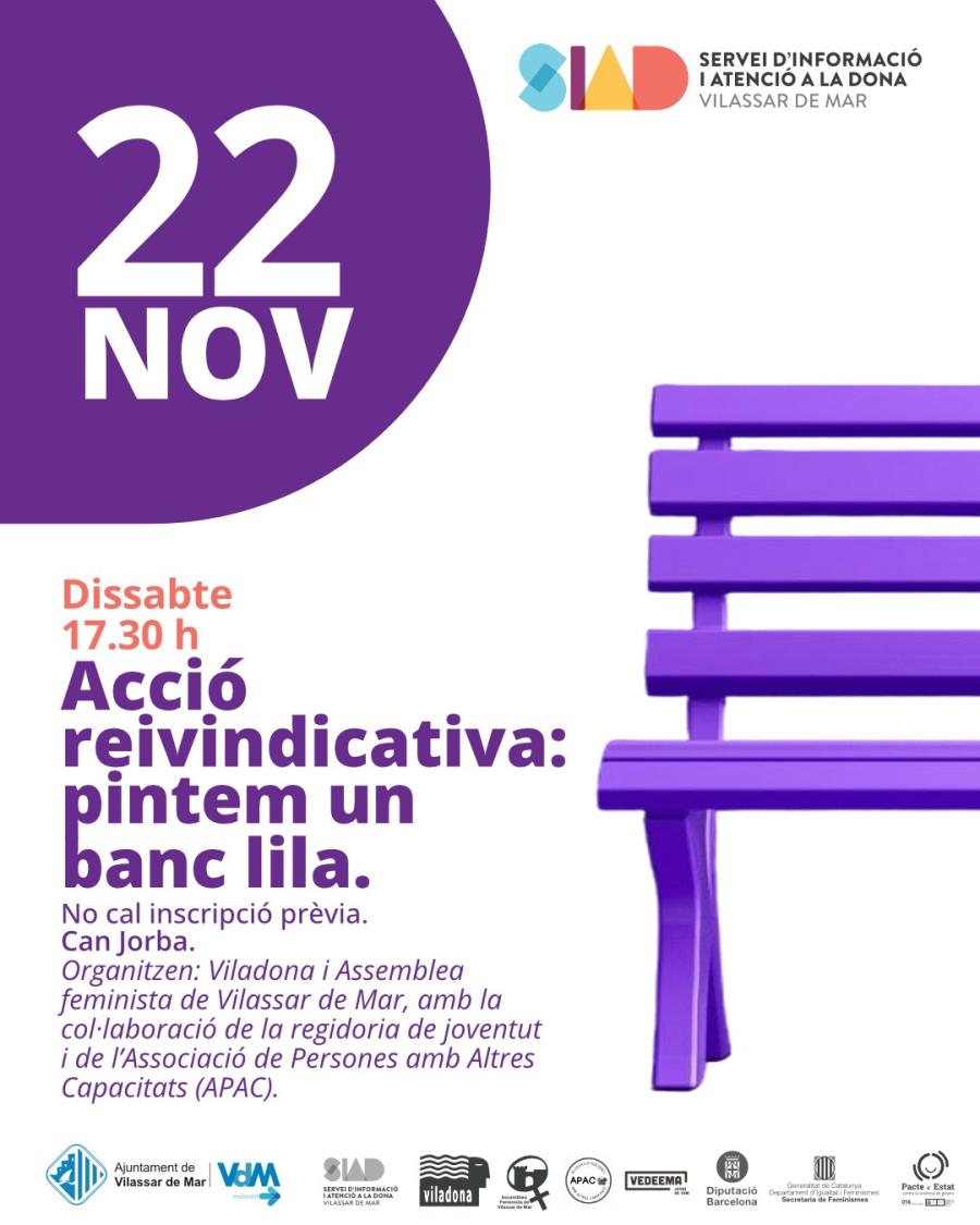 Acció reivindicativa "Pintem un banc lila"