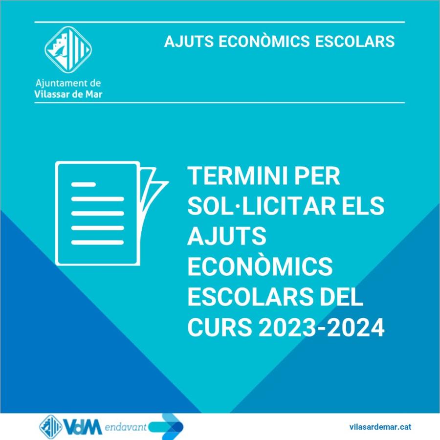 Bànner Termini de sol·licituds dels ajuts escolars curs 2023-2024