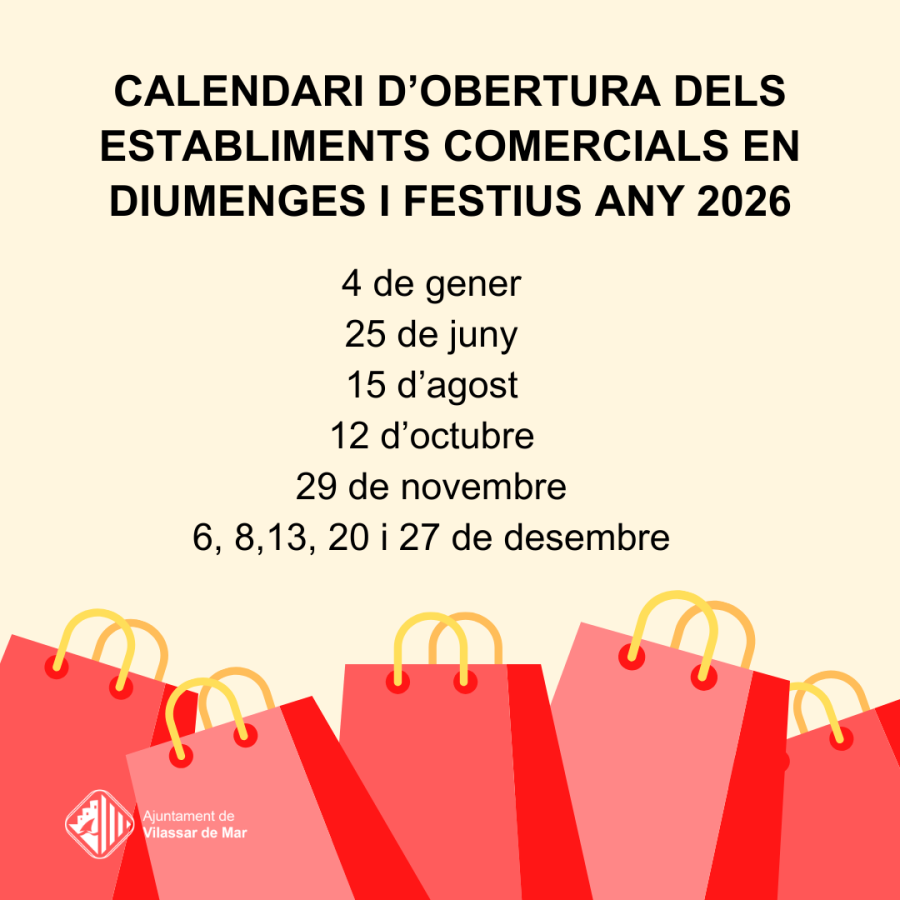 Calendari obertura comercial diumenges i festius 2026