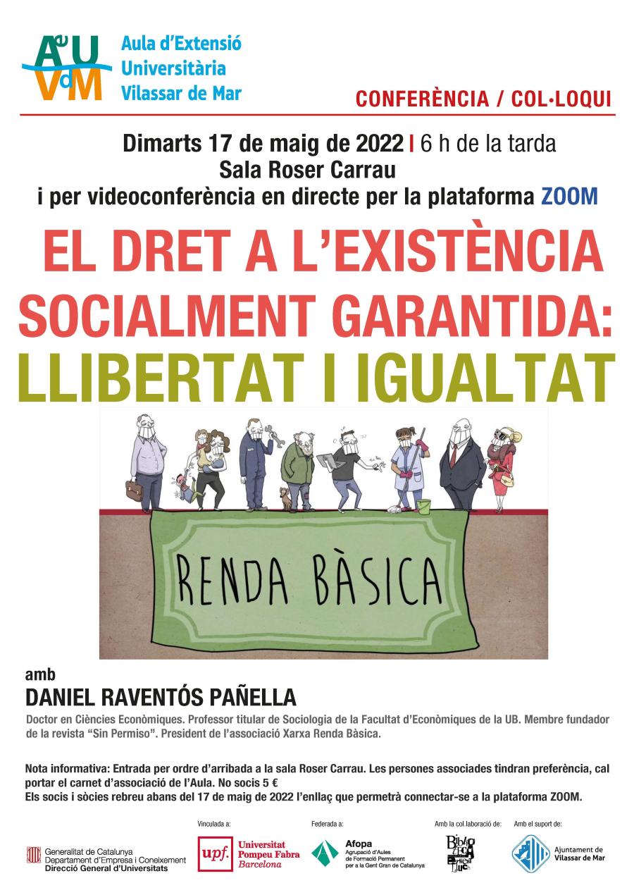 Cartell Aula d'Extensió Universitària amb Daniel Raventós