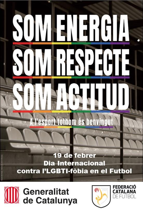 Cartell amb el lema d'enguay "Som energia, som respecte, som actitud"