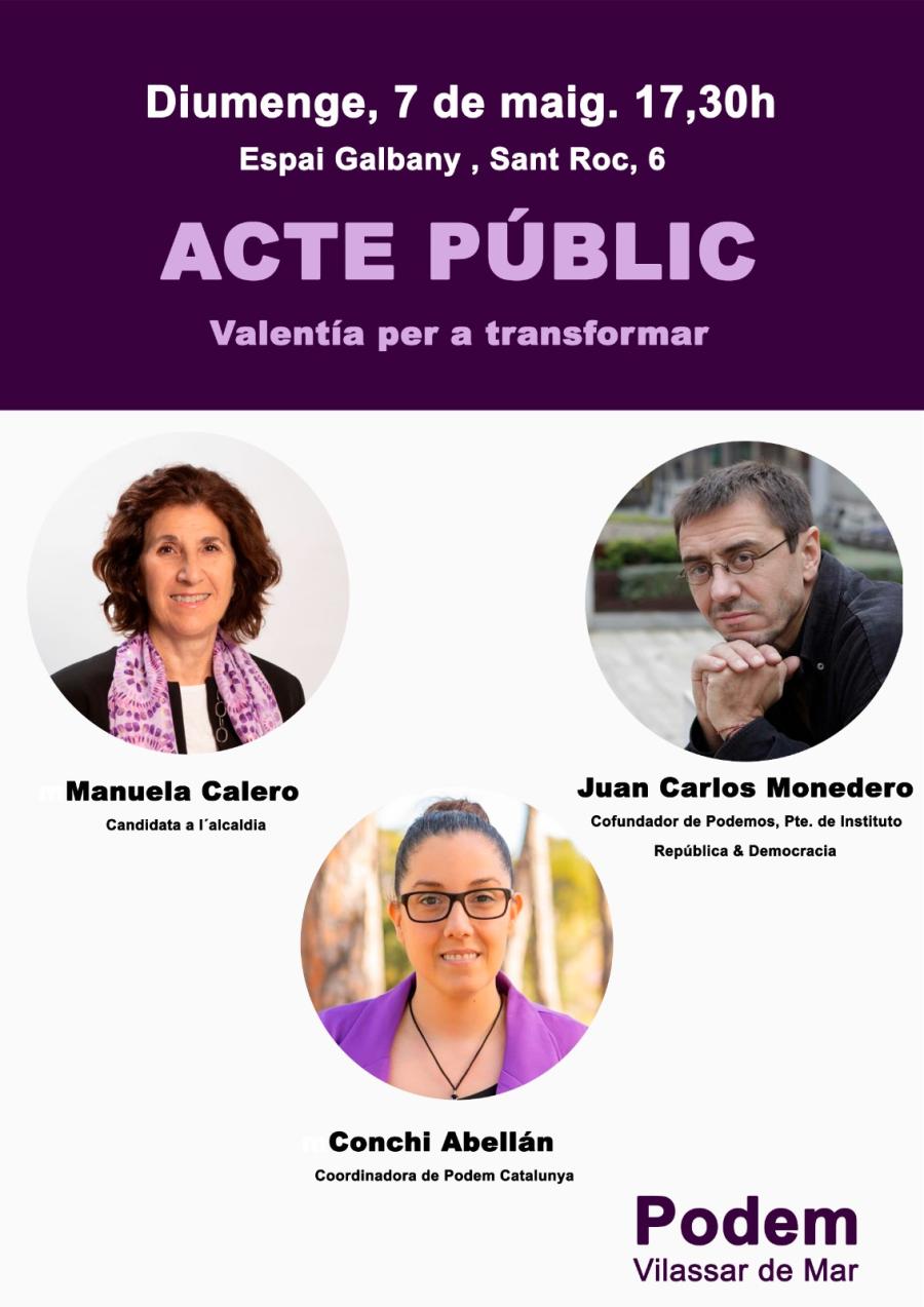 Cartell acte polític de Podem Vilassar de Mar