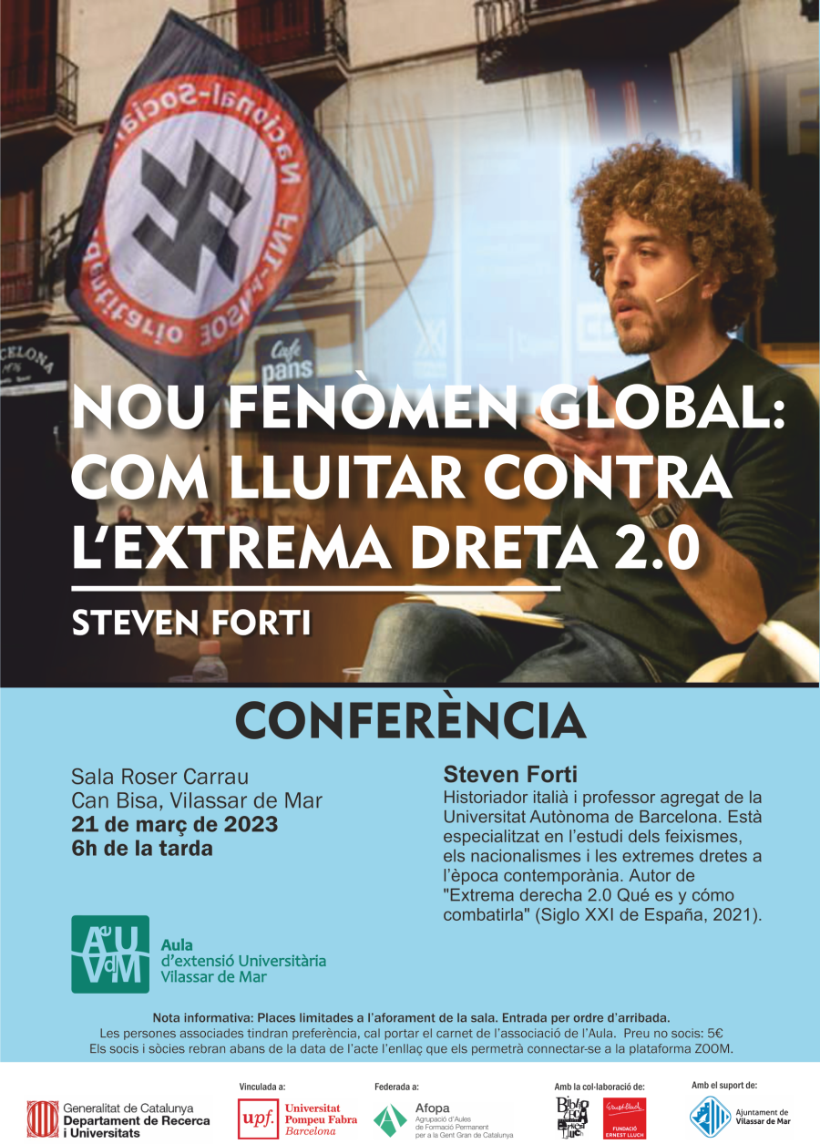 Cartell de la conferència Nou fenòmen global: com lluitar contra l'extrema dreta 2.0