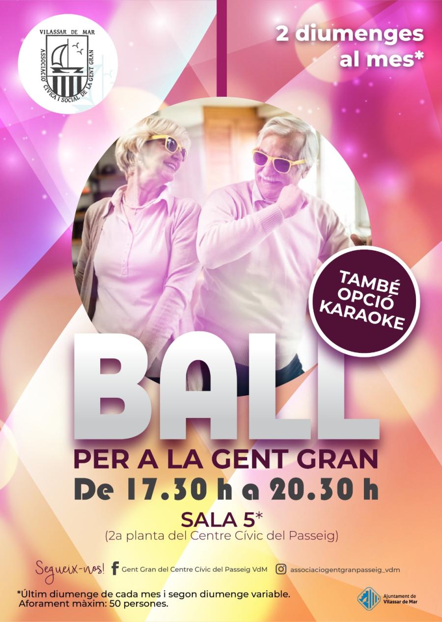 Cartell de ball per a la gent gran al Centre Cívic del Passeig